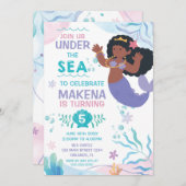 Mermaid Under the Sea cute birthday invitation Einladung (Vorne/Hinten)