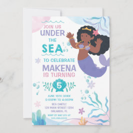 Mermaid Under the Sea cute birthday invitation Einladung