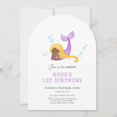 Mermaid Under the sea first birthday invitation Einladung (Vorderseite)