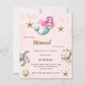 Mermaid Under the sea girl Birthday invitation (Vorderseite)