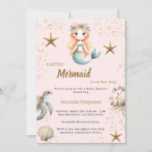 Mermaid Under the sea ocean animals Baby Shower Einladung (Vorderseite)