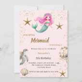 Mermaid Under the sea ocean animals Birthday Einladung (Vorderseite)