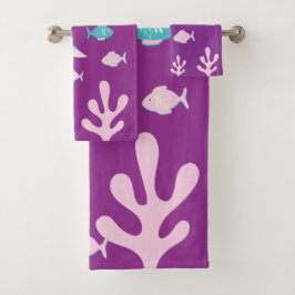 Mermaid Under the Sea Pastel Pink Blue Girls Badhandtuch Set