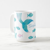 Mermaid Under the Sea Pastel Pink Blue  Kaffeetasse (Vorderseite Links)