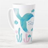 Mermaid Under the Sea Pastel Pink Blue  Milchtasse (Linke Ecke)