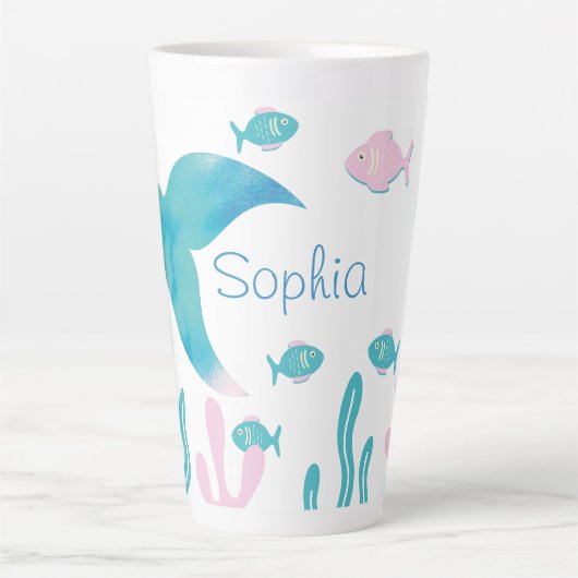 Mermaid Under the Sea Pastel Pink Blue  Milchtasse (Vorderseite)