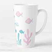 Mermaid Under the Sea Pastel Pink Blue  Milchtasse (Rechts)