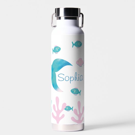 Mermaid Under the Sea Pastel Pink Blue  Trinkflasche (Vorne)