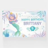 Mermaid Under the Sea Watercolor birthday banner (Horizontal)