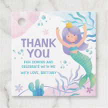 Mermaid Under the Sea Watercolor party Favor tag