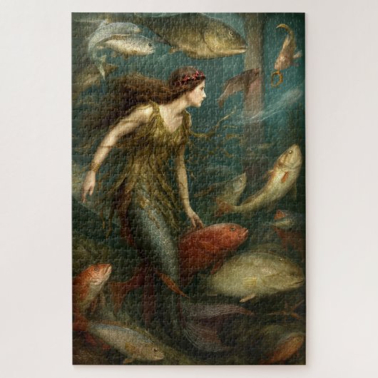 Mermaid Under The Sea With Fish Puzzle (Vertikal)