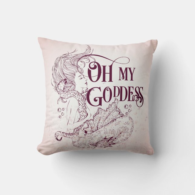 Mermaid Underwater Sea Goddess Maroon Throw Kissen (Vorderseite)