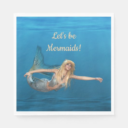 Mermaid Underwater Turquoise Party Napkins Serviette (Vorderseite)