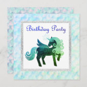 Mermaid unicorn BIRTHDAY PARTY EINLADUNG Grün (Vorne/Hinten)