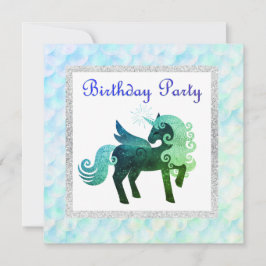 Mermaid unicorn BIRTHDAY PARTY EINLADUNG Grün