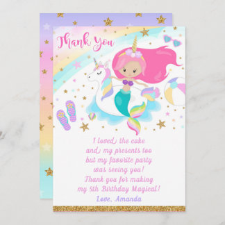 Mermaid & Unicorn Danke-Karte Einladung