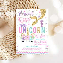 Mermaid Unicorn Girl Birthday Invitation Einladung