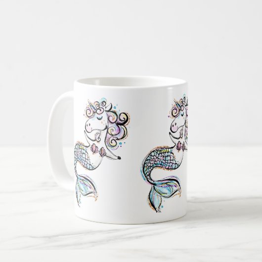 Mermaid Unicorn Kaffeetasse (Vorderseite Links)