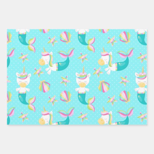 Mermaid Unicorn Kid Geschenkpapier Set (Vorderseite)