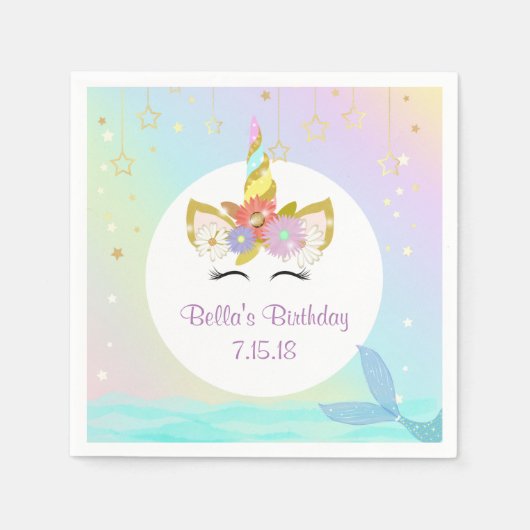 Mermaid Unicorn Paper Napkins Serviette (Vorderseite)