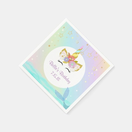 Mermaid Unicorn Paper Napkins Serviette (Ecke)