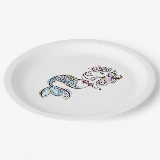 Mermaid Unicorn Pappteller (Schrägansicht)