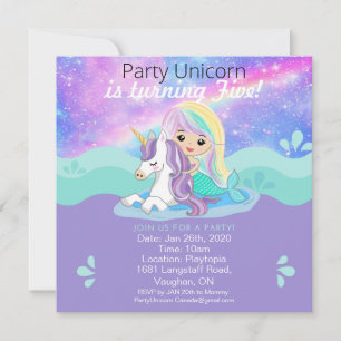 Mermaid + Unicorn Party Einladung