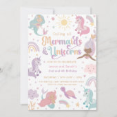 Mermaid Unicorn Party Invitation Einladung (Vorderseite)