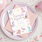 Mermaid Unicorn Party Invitation Einladung