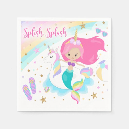 Mermaid & Unicorn Party Napkin Serviette (Vorderseite)