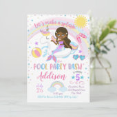 Mermaid Unicorn Pool Party Birthday Invitation Einladung (Stehend Vorderseite)