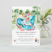 Mermaid Unicorn | Pool-Party Einladung (Stehend Vorderseite)