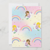 Mermaid Unicorn Rainbow Pool Party Twins Geburtsta Einladung (Rückseite)