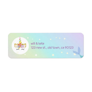 Mermaid Unicorn-Rücksendeadressen-Aufkleber