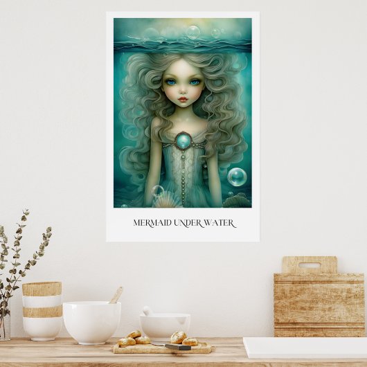 Mermaid unter Wasser Poster (Küche)