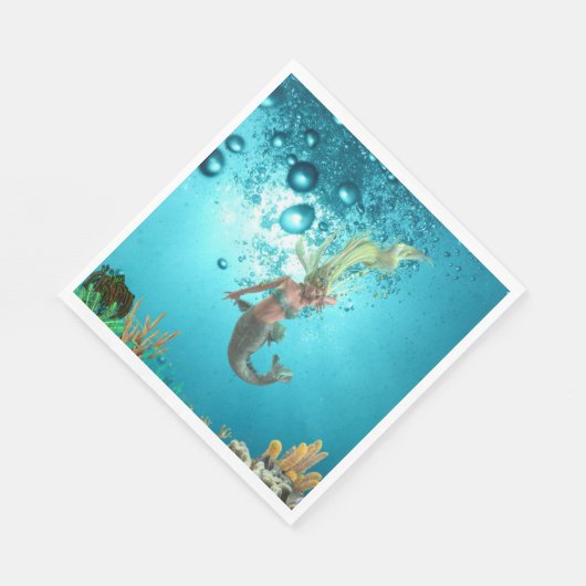 Mermaid unter Wasser Serviette (Ecke)