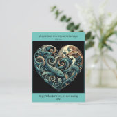 Mermaid Valentine Post Card Postkarte (Stehend Vorderseite)