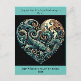 Mermaid Valentine Post Card Postkarte