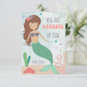 Mermaid Valentinstag Card für Kinder Dankeskarte (Stehend Vorderseite)