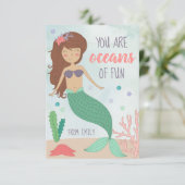 Mermaid Valentinstag Card für Kinder Dankeskarte (Stehend Vorderseite)