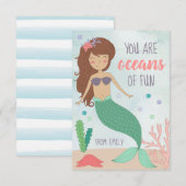 Mermaid Valentinstag Card für Kinder Dankeskarte (Vorne/Hinten)