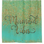 Mermaid Vibes Cascading Gold Glitzer Aquamarin Aqu Duschvorhang (Vorderseite)
