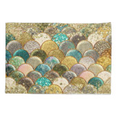 Mermaid Vibes Cascading Gold Glitzer Aquamarin Gla Kissenbezug (Rückseite)