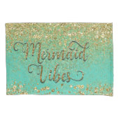 Mermaid Vibes Cascading Gold Glitzer Aquamarin Gla Kissenbezug (Vorderseite)