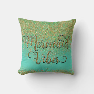 Mermaid Vibes Gold Cascading Glitzer & Scales Kissen