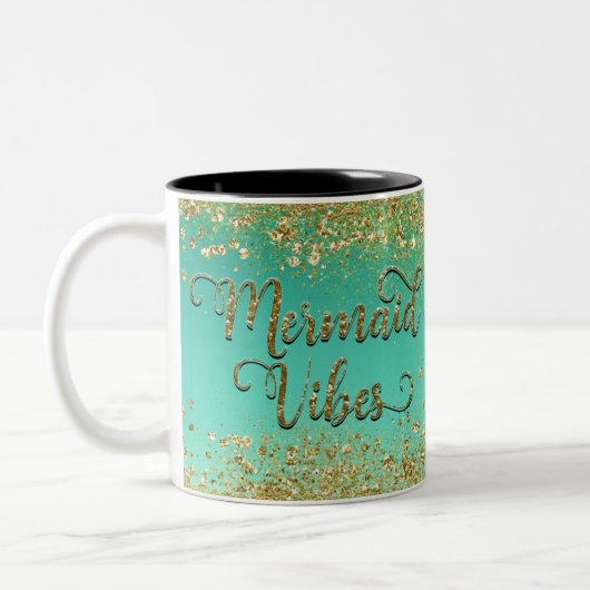 Mermaid Vibes Gold Cascading Glitzer & Scales Zweifarbige Tasse (Links)
