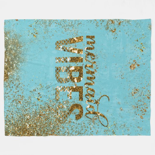 Mermaid Vibes - Gold Glitzer Typografie auf Aquama Fleecedecke (Vorderseite (Horizontal))