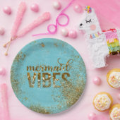 Mermaid Vibes - Gold Glitzer Typografie auf Aquama Pappteller (Party)