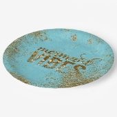 Mermaid Vibes - Gold Glitzer Typografie auf Aquama Pappteller (Schrägansicht)