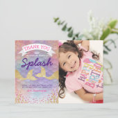 Mermaid Vielen Dank, Geburtstag Dankeskarte (Stehend Vorderseite)